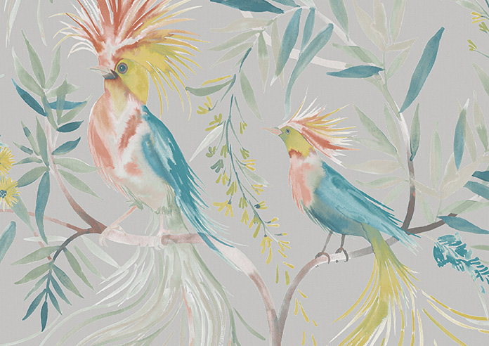 Birds of Paradise, Grey - Twist&Fit Roller Blind - Image 6
